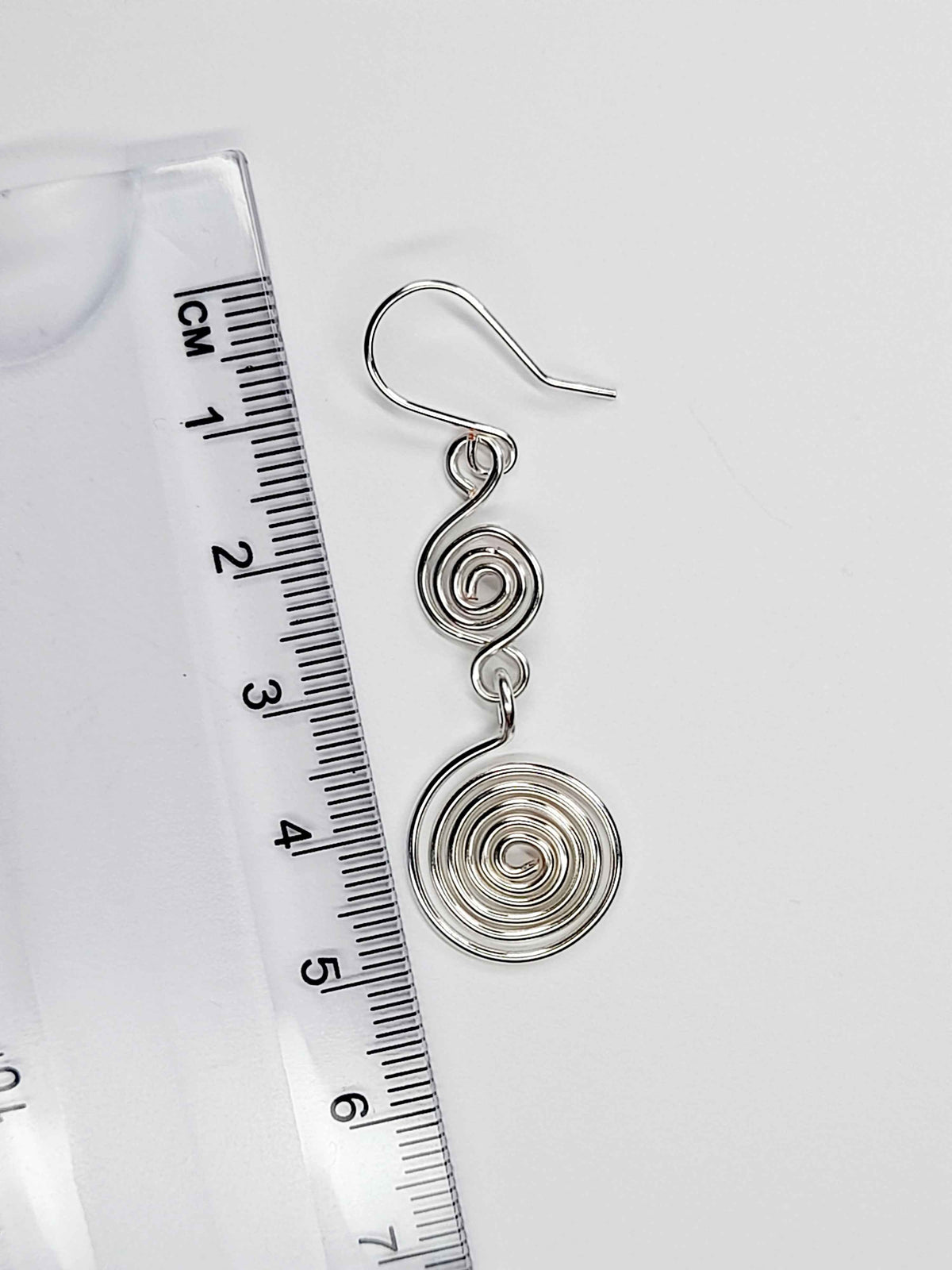 Handmade Silver‑Plated Spiral Earrings, Lightweight Geometric Dangle Jewellery