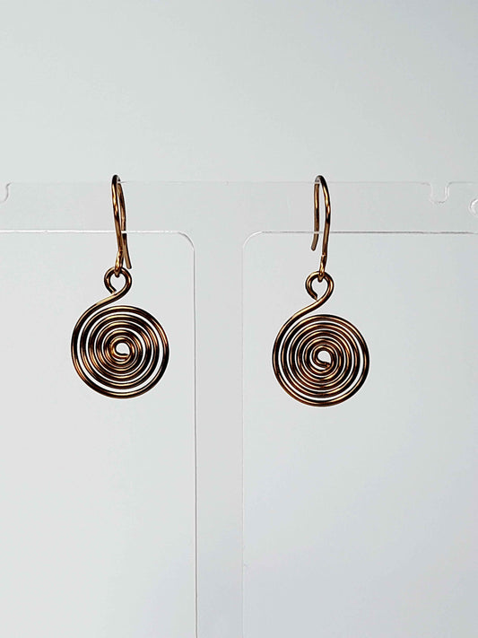 HandmadeBronze Spiral Earrings, Dainty Lightweight Non‑Tarnish Swirl Design