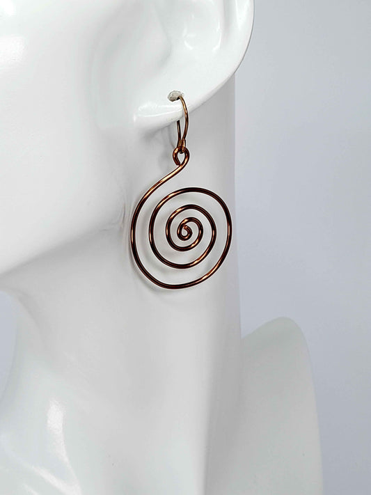 Handmade Large Bronze Spiral Earrings, Lightweight, Statement & Non‑Tarnish