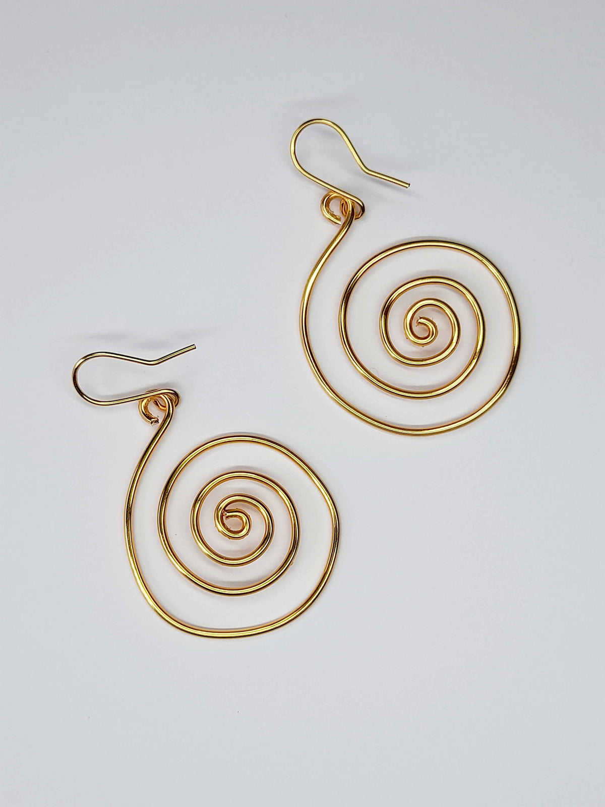 Handmade Large Gold Spiral Earrings, Lightweight, Statement & Non‑Tarnish