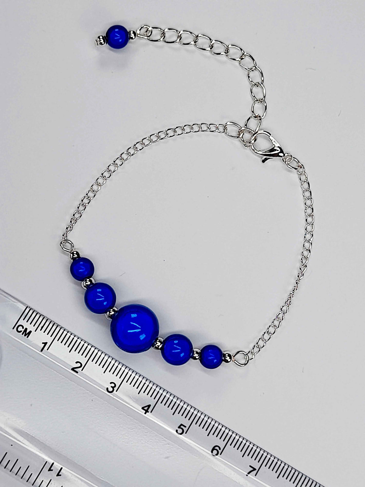 Handmade Blue Bead Bracelet, Bright Blue Miracle Beads, Adjustable Size