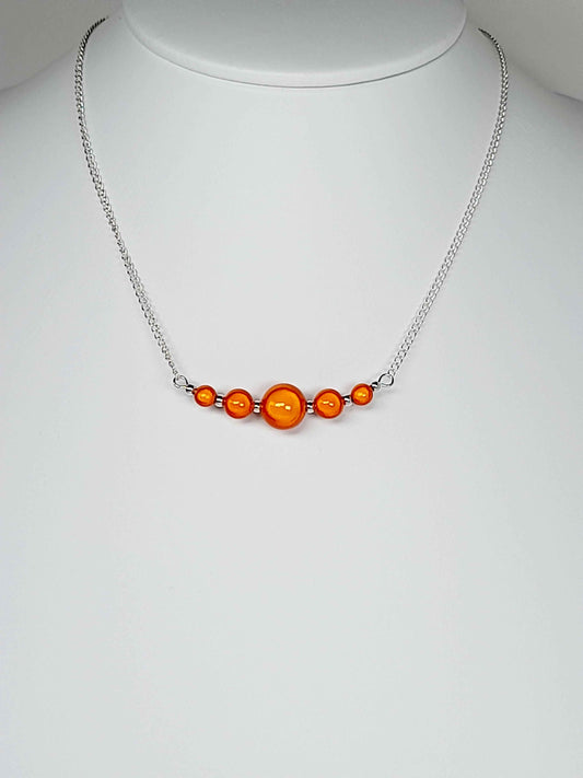 Bright Orange Miracle Bead Necklace, Handmade, Lightweight 18‑Inch Necklace