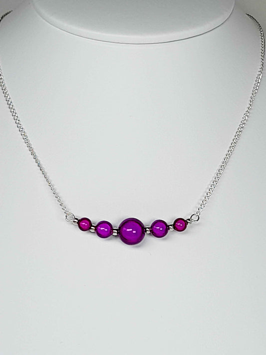 Bright Purple Miracle Bead Necklace, Handmade, Lightweight 18‑Inch Necklace