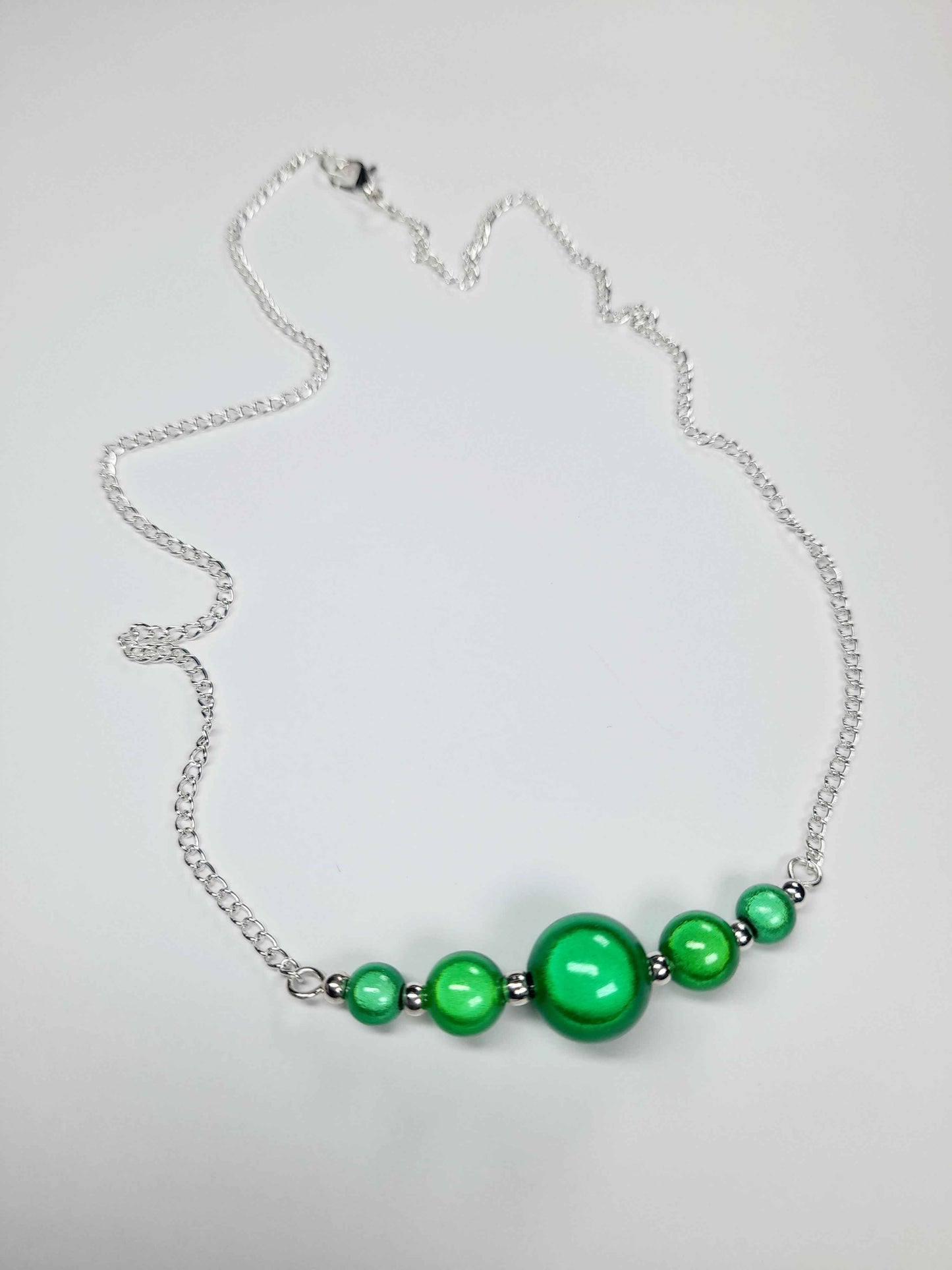 Bright Green Miracle Bead Necklace, Handmade, Lightweight 18‑Inch Necklace