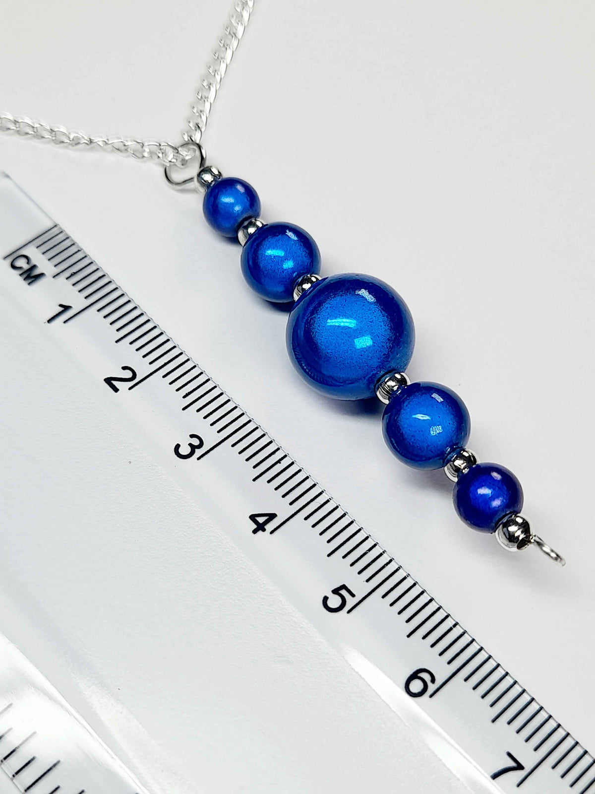 Bright Blue Miracle Bead Pendant Necklace, Handmade, Lightweight 18‑Inch Necklace