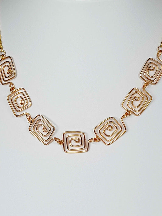 Super Swirly Gold Square Spiral Necklace