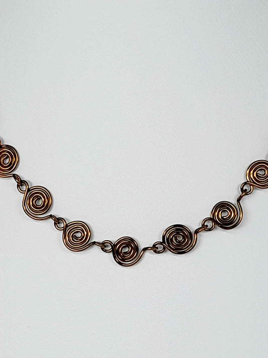 Dainty Super Swirly Bronze Spiral Necklace