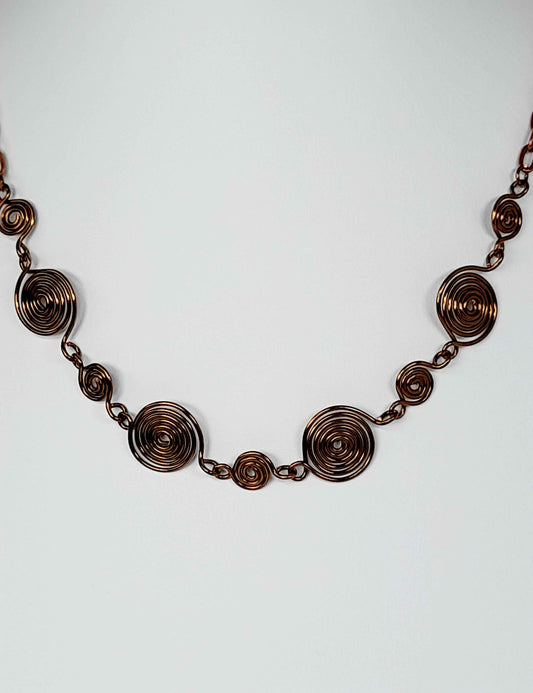 Handmade Bronze Spiral Necklace, Elegant Swirly Statement Necklace