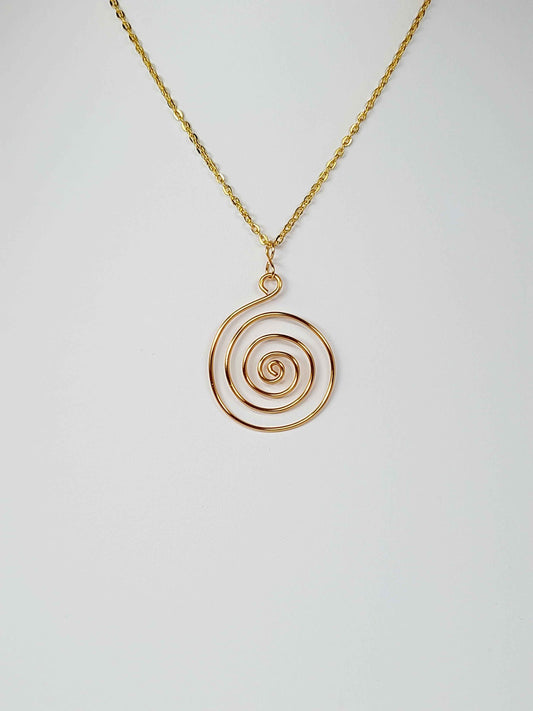 Elegant Handmade Gold Spiral Pendant Necklace