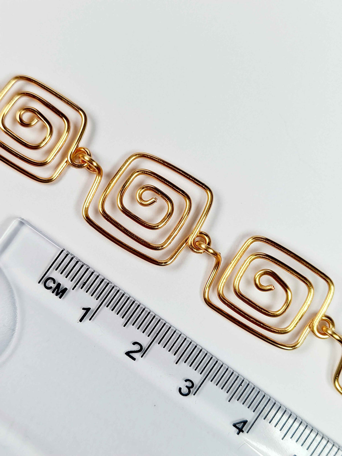 Super Swirly Gold Square Spiral Bracelet