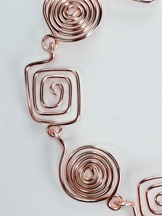 Super Swirly Rose Gold Round & Square Spiral Bracelet