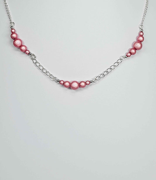 Pale Pink Miracle Bead Link Necklace, Handmade, Lightweight 18‑Inch Design