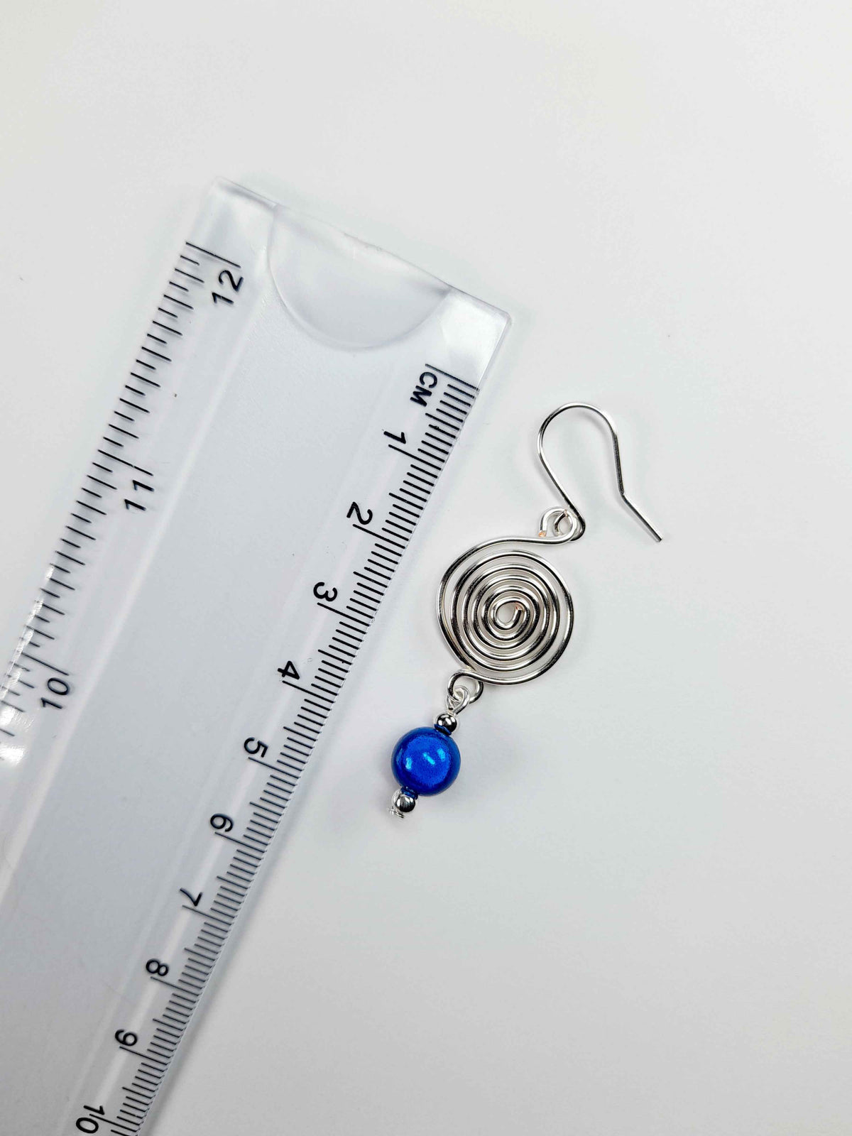 Handmade Silver & Blue Spiral Earrings