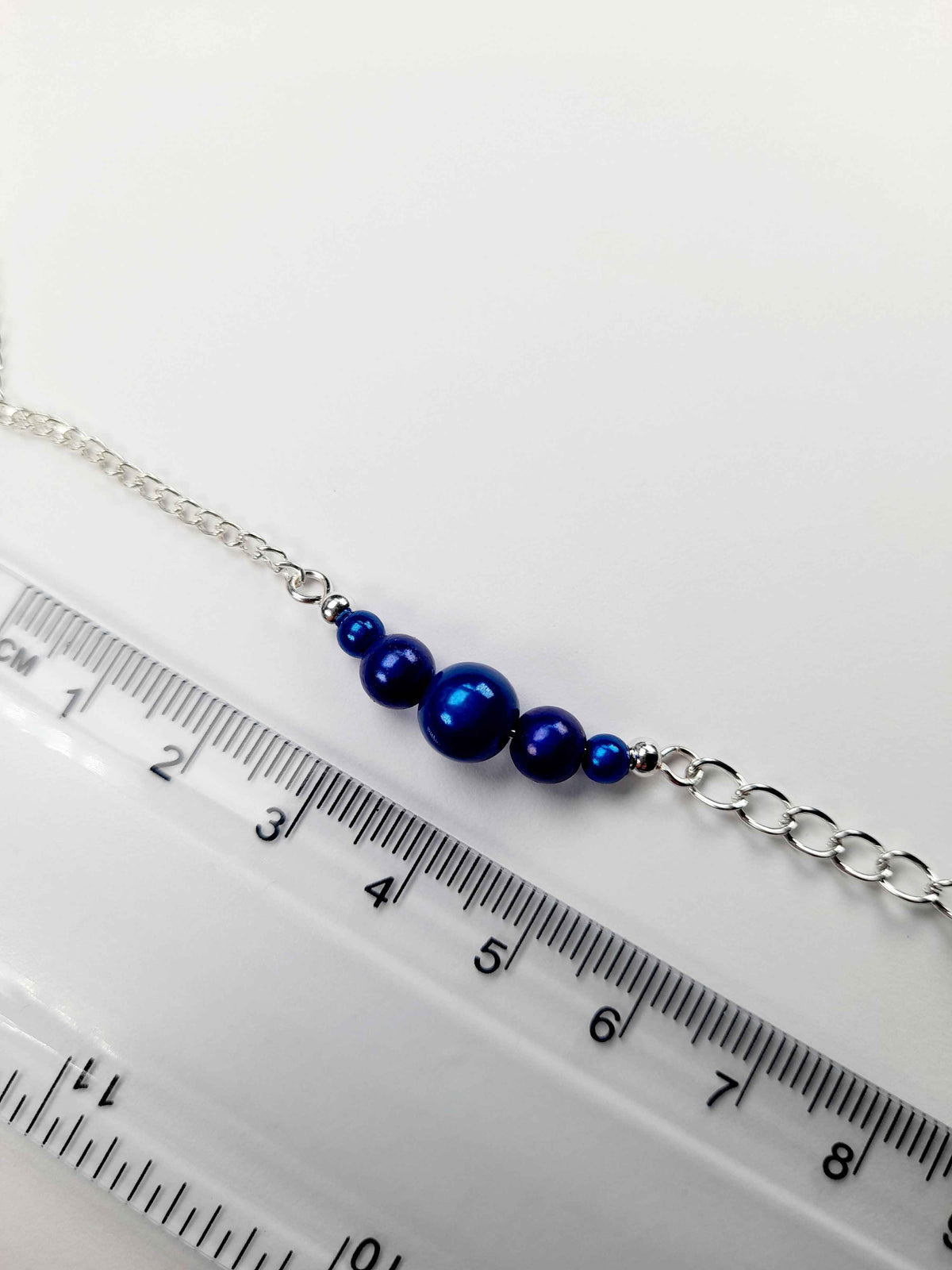 Blue Miracle Bead Link Necklace, Handmade, Lightweight 18‑Inch Design