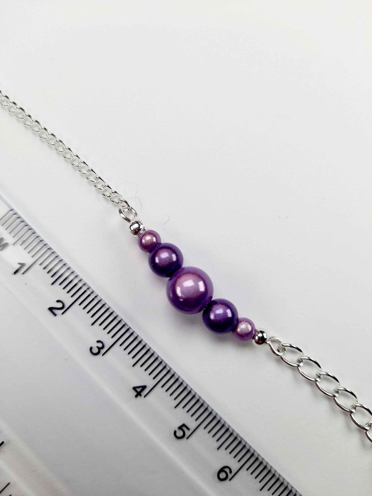 Lilac Miracle Bead Link Necklace, Handmade, Lightweight 18‑Inch Design