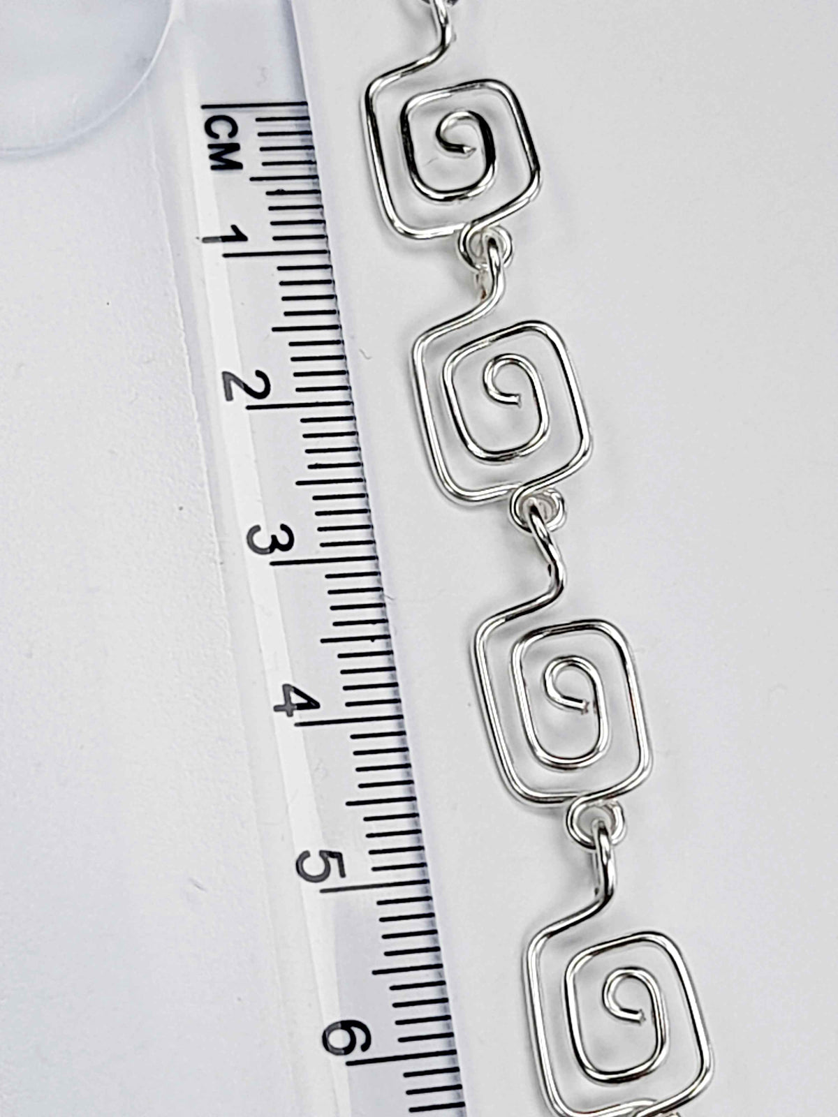 Dainty Super Swirly Silver Square Spiral Bracelet
