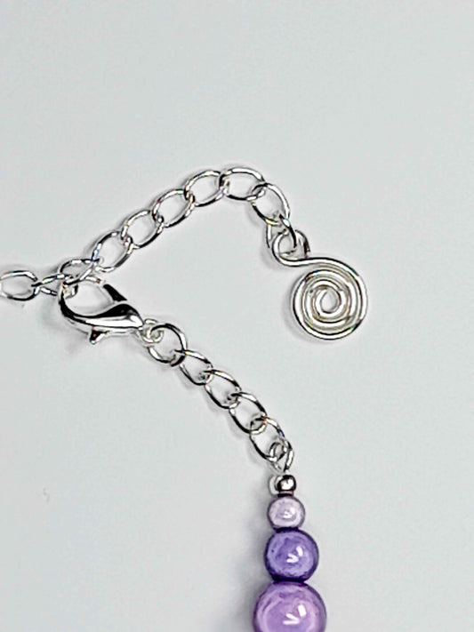 Lilac Miracle Bead Link Bracelet, Handmade & Adjustable