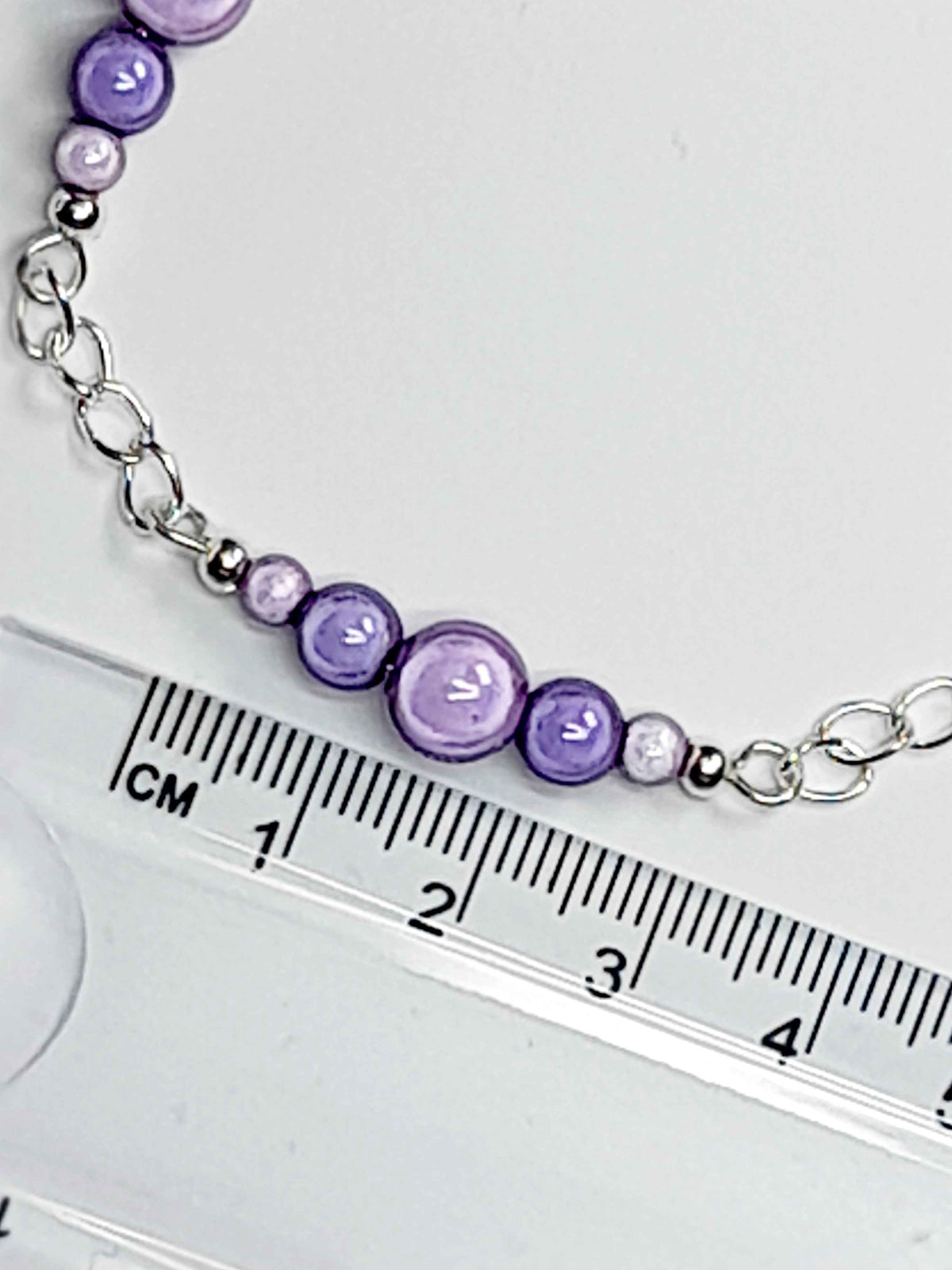 Lilac Miracle Bead Link Bracelet, Handmade & Adjustable