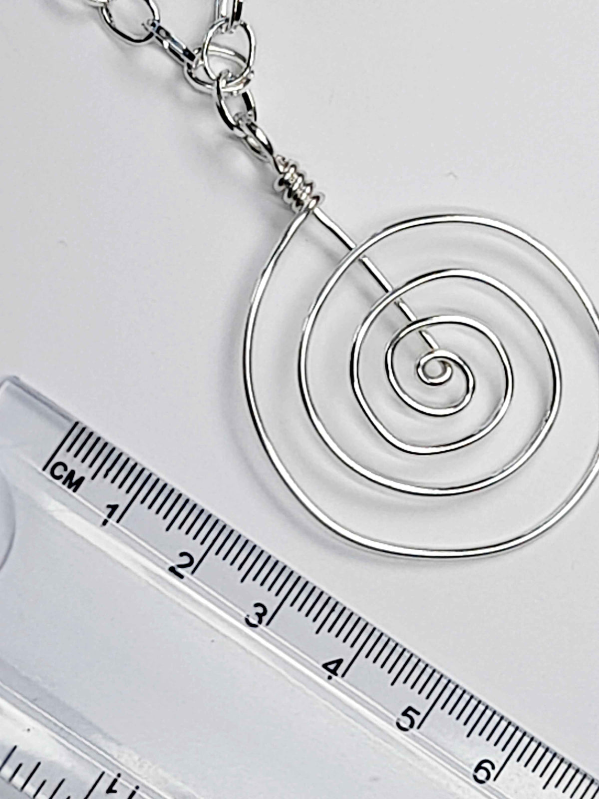 Handmade Silver Swirly Spiral Pendant Necklace, Lightweight Statement Design