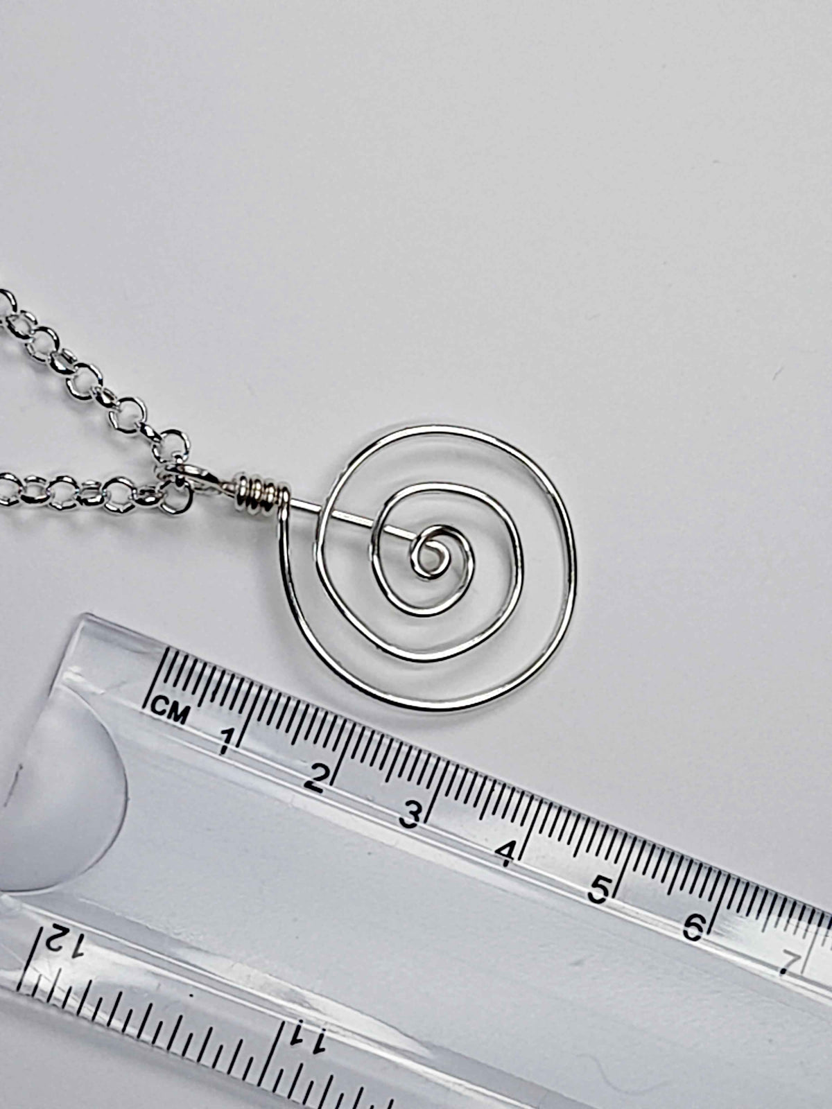 Handmade Silver Spiral Pendant Necklace, Lightweight Statement Design