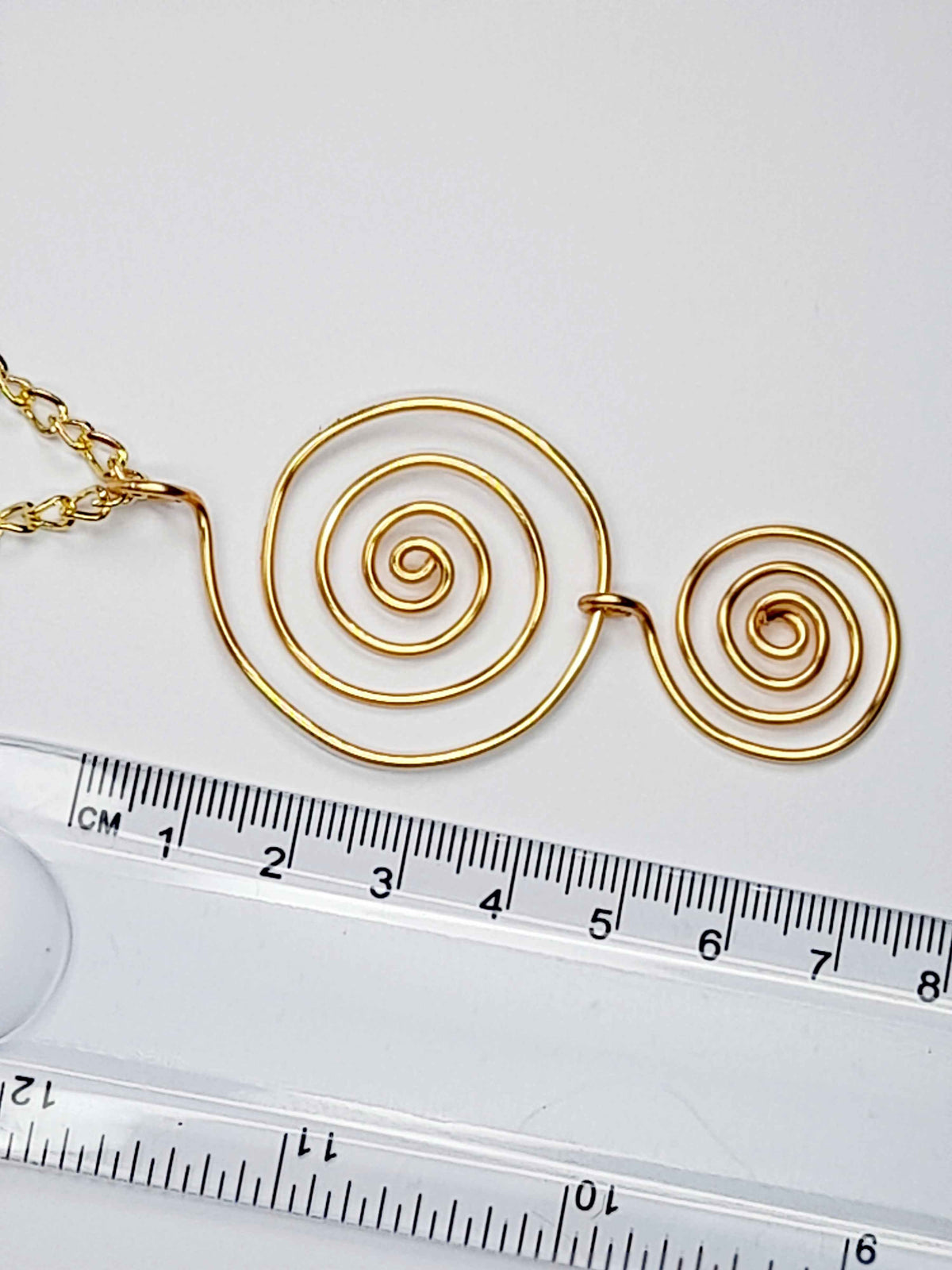 Handmade Gold Spiral Pendant Necklace, Lightweight Statement Design