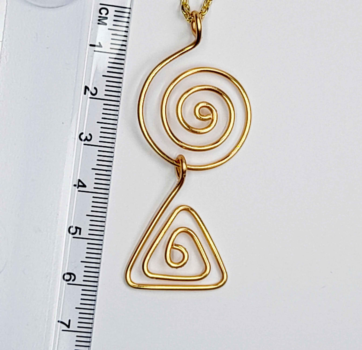 Handmade Gold Swirl Spiral Pendant Necklace, Lightweight Gold‑Plated Chain