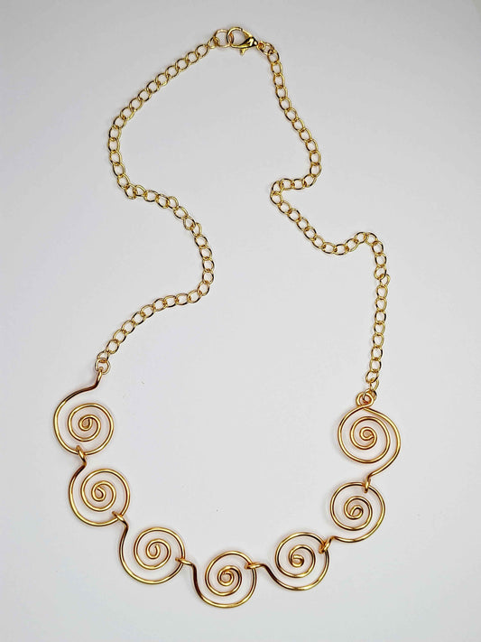 Handmade Super Swirly Gold Spiral Necklace