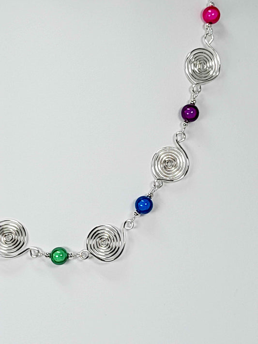 Handmade Rainbow Spiral Necklace – Colourful & Lightweight