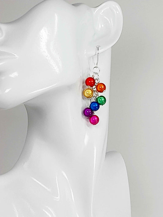 Rainbow Cluster Earrings – Colourful, Lightweight & Handmade