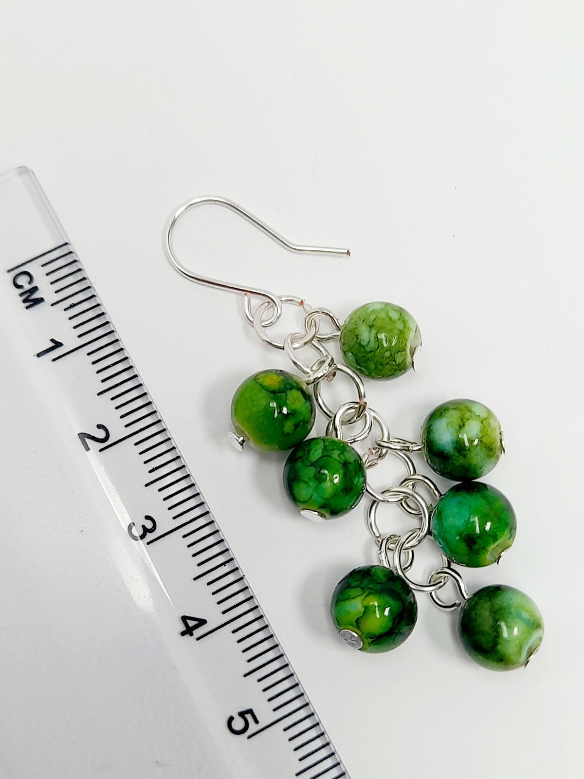 Handmade Dark Green Bead Cluster Earrings