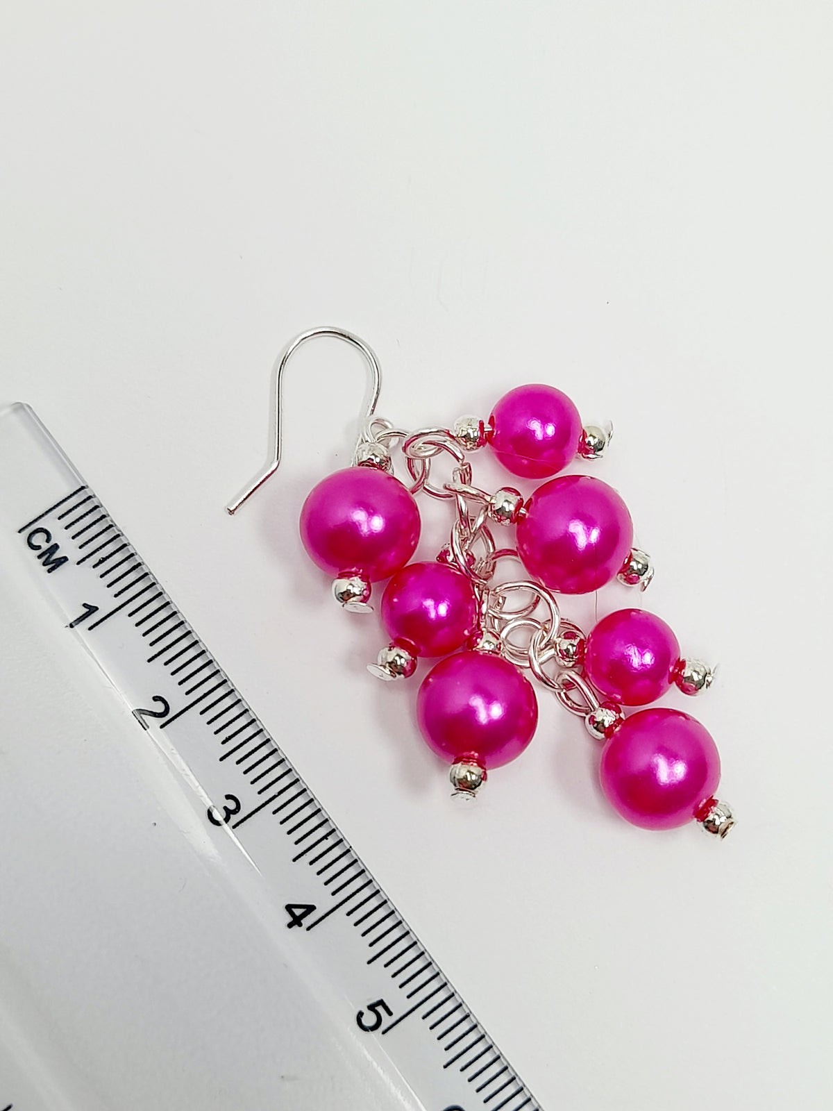 Hot Pink Faux Pearl Cluster Earrings | Bold Statement Drops