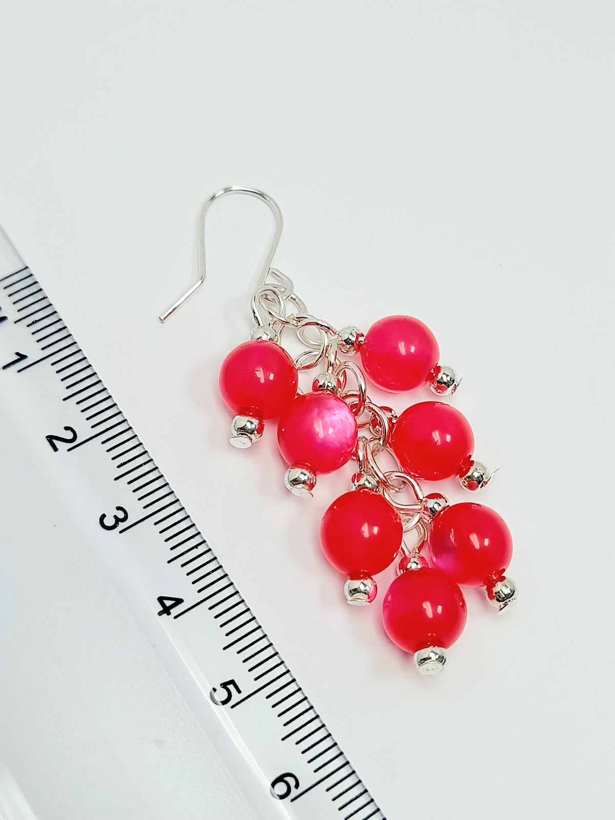 Handmade Hot Pink Acrylic Cluster Earrings, Lightweight Statement Dangles