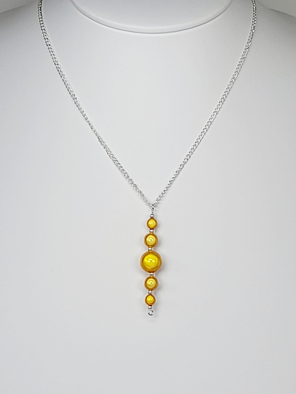 Handcrafted Yellow Miracle Bead Pendant Necklace