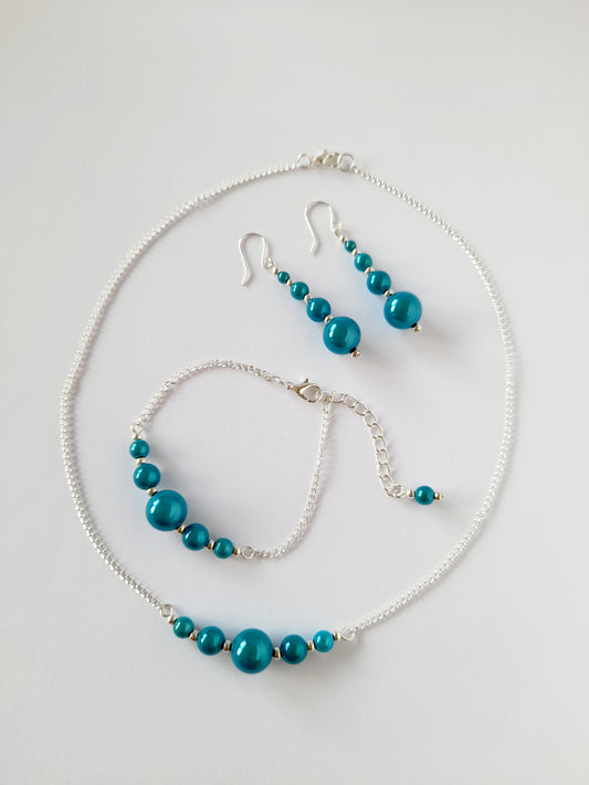 Turquoise Jewellery Set – Handmade Miracle Bead Necklace, Bracelet & Earrings Set | Gift Boxed | Free UK Delivery