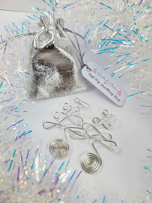 Silver Wire Wrapped Christmas Tree Earrings