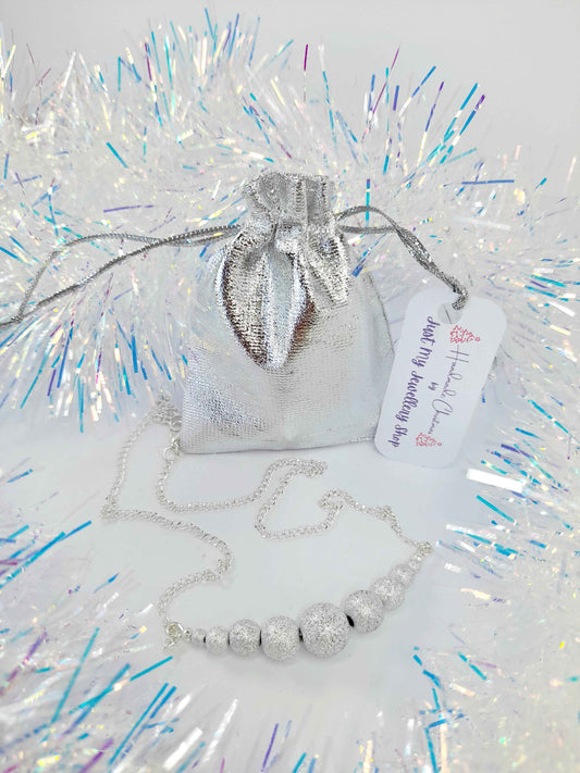 Christmas Silver Sparkly Graduated Bead Necklace