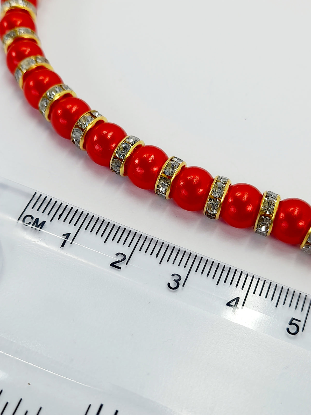 Red Pearl and Gold Rhinestone Christmas Necklace - Just My Jewellery Shop