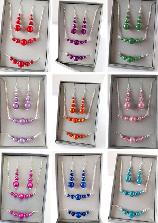 Bright Orange Jewellery Set – Handmade Miracle Bead Necklace, Bracelet & Earrings Set | Gift Boxed | Free UK Delivery