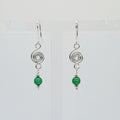 Dainty Silver & Green Spiral Earrings, Handmade, Lightweight & Pretty