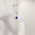 Dainty Silver & Blue Spiral Earrings, Handmade, Lightweight & Pretty
