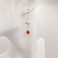Dainty Silver & Orange Spiral Earrings, Handmade, Lightweight & Pretty