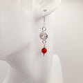 Dainty Silver & Red Spiral Earrings, Handmade, Lightweight & Pretty
