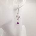 Dainty Silver & Lilac Spiral Earrings, Handmade, Lightweight & Pretty