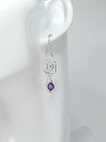 Dainty Silver & Lilac Square Spiral Earrings, Handmade, Lightweight & Pretty