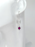 Dainty Silver & Purple Square Spiral Earrings, Handmade, Lightweight & Pretty