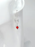 Dainty Silver & Red Square Spiral Earrings, Handmade, Lightweight & Pretty