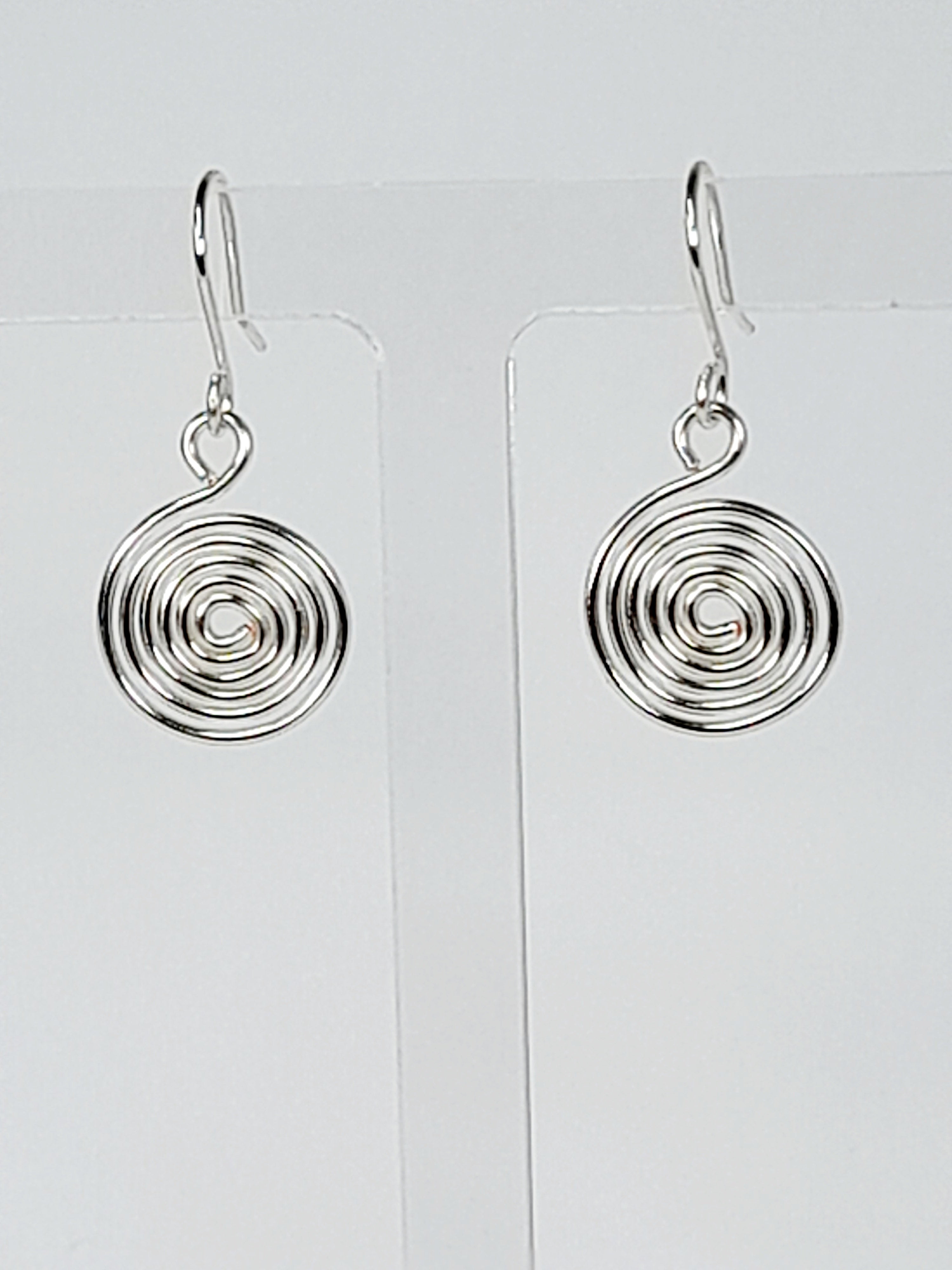 Handmade Silver Spiral Earrings, Dainty Lightweight Non‑Tarnish Swirl Design