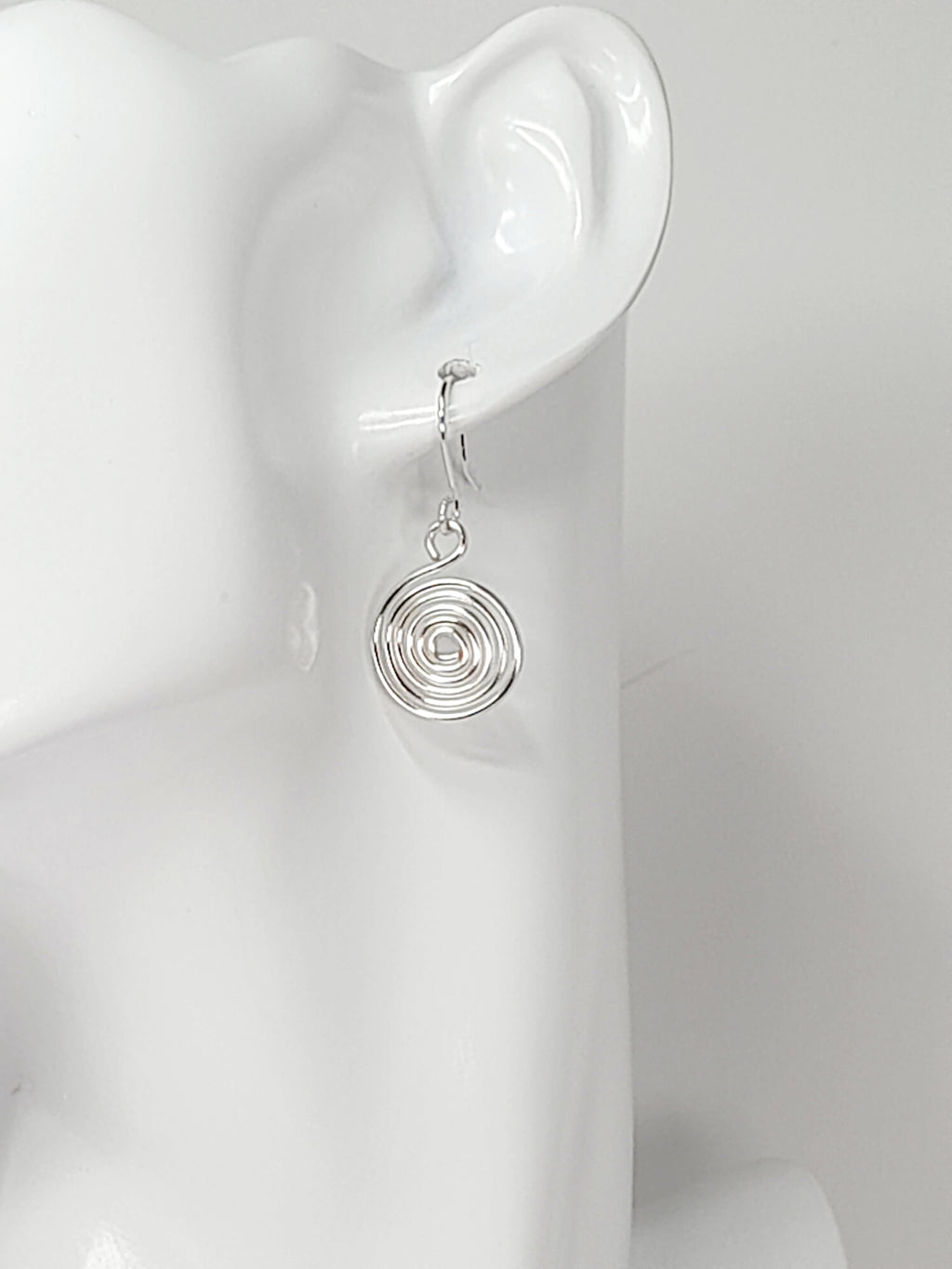 Handmade Silver Spiral Earrings, Dainty Lightweight Non‑Tarnish Swirl Design
