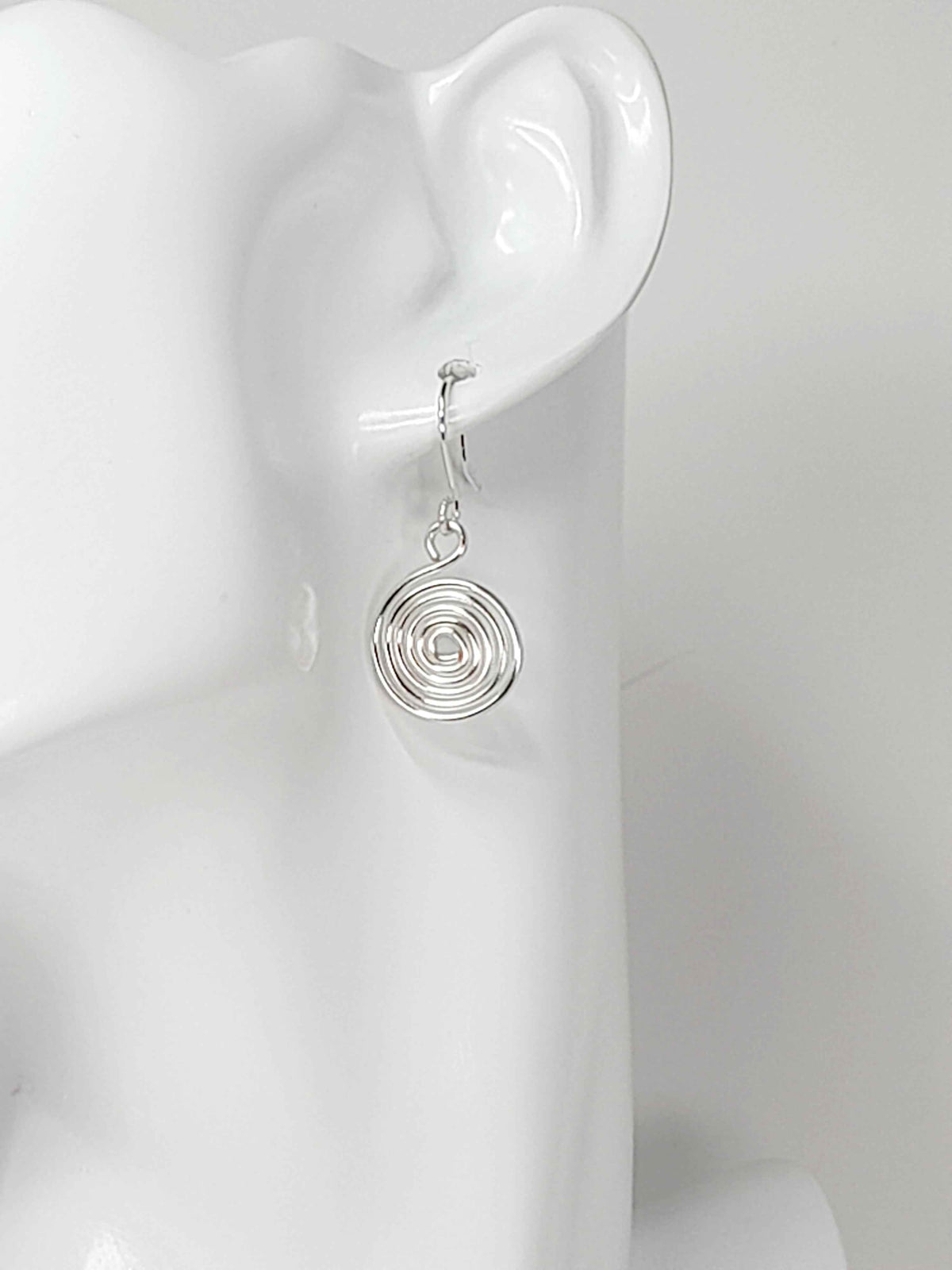 Handmade Silver Spiral Earrings, Dainty Lightweight Non‑Tarnish Swirl Design