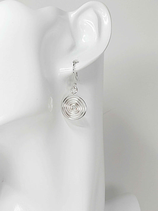 Handmade Silver Spiral Earrings, Dainty Lightweight Non‑Tarnish Swirl Design